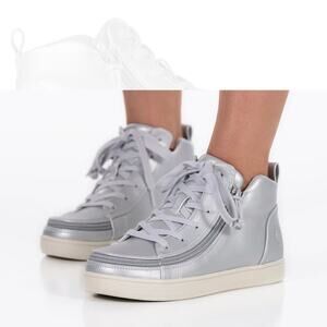 BILLY Women's Silver Grey Metallic Sneaker Lace Mid Tops Size 7 NEW